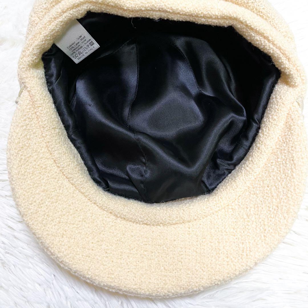 極美品 シャネル キャスケット ココマークプレート チェーン ウール