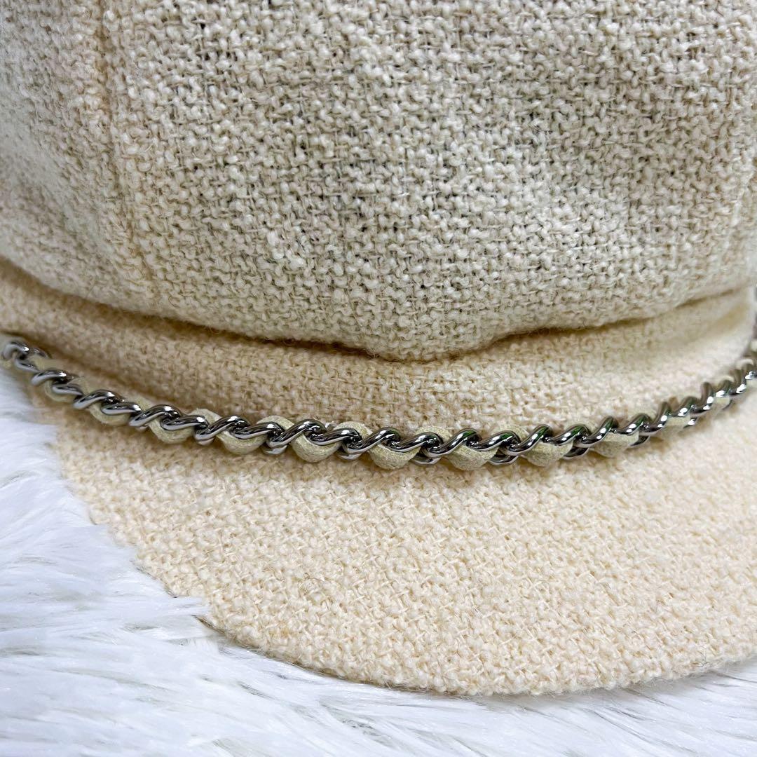 極美品 シャネル キャスケット ココマークプレート チェーン ウール