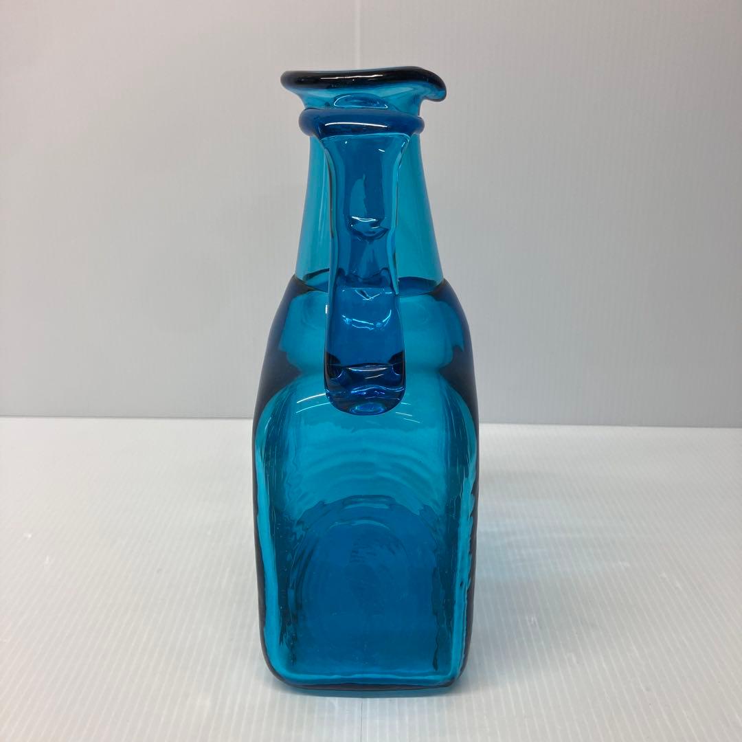 【倉敷ガラス】小谷眞三　ガラス花瓶　両手付花瓶　小谷ブルー　民藝