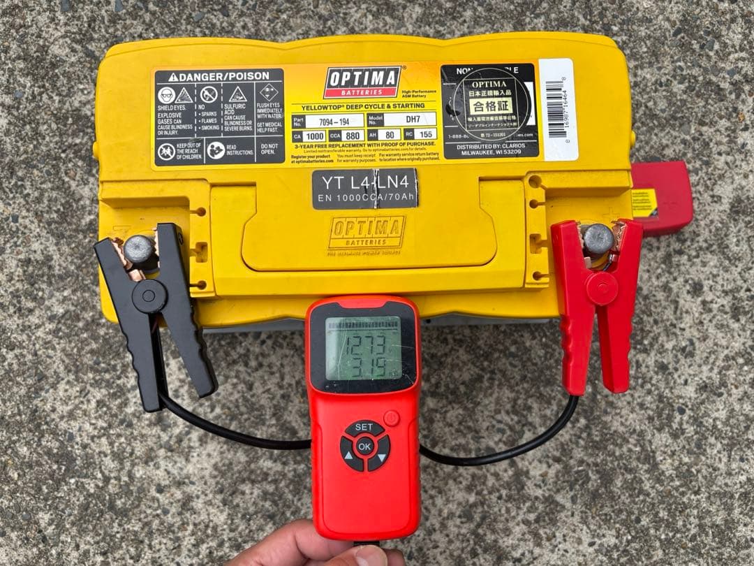 t*n様 JL ラングラー　オプティマ バッテリー イエロートップ YTL4-L