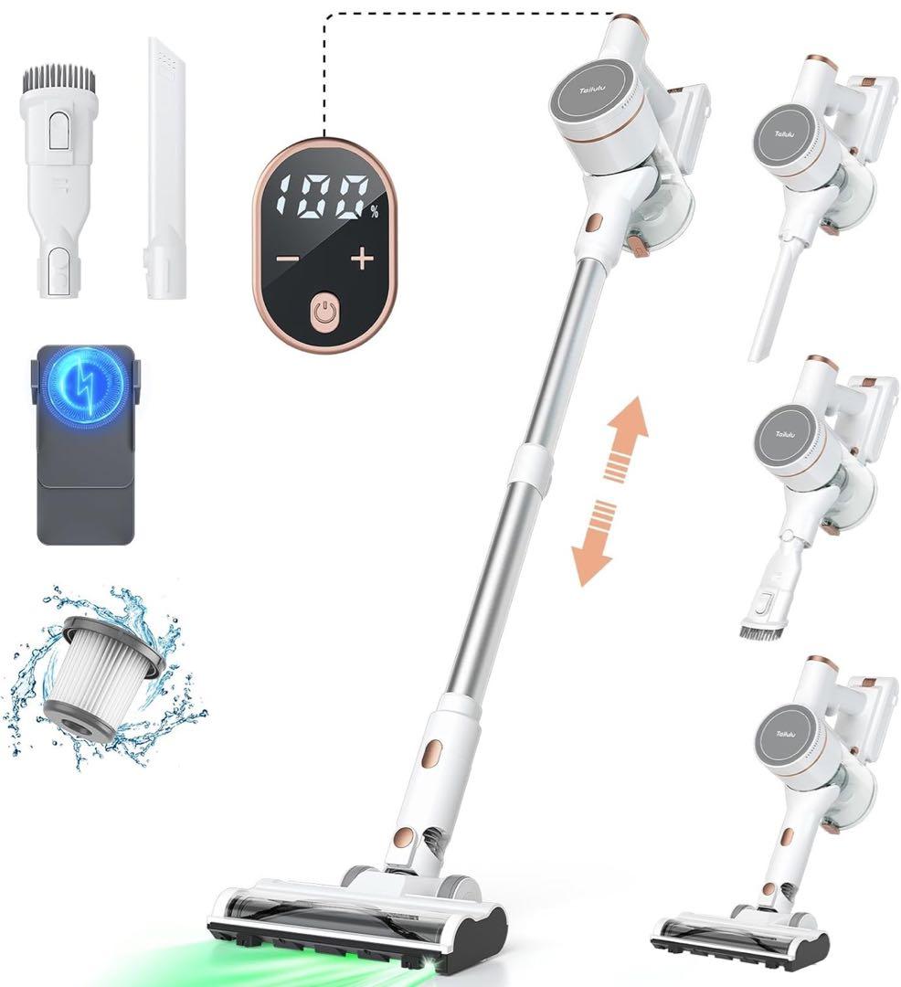 LEDランプ&70Kpa強力吸引力&独立式 コードレス掃除機 軽量