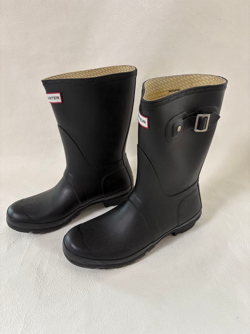 HUNTER ブラック 長靴 バックル付UK8黒