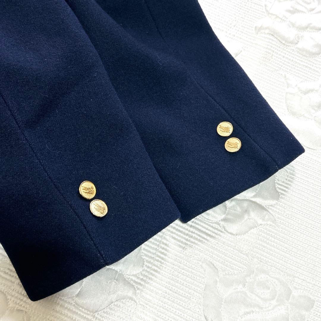 美品❤︎バーバリーズ 白タグ 金ボタン 紺 ピーコート ウール ダブルブレスト M