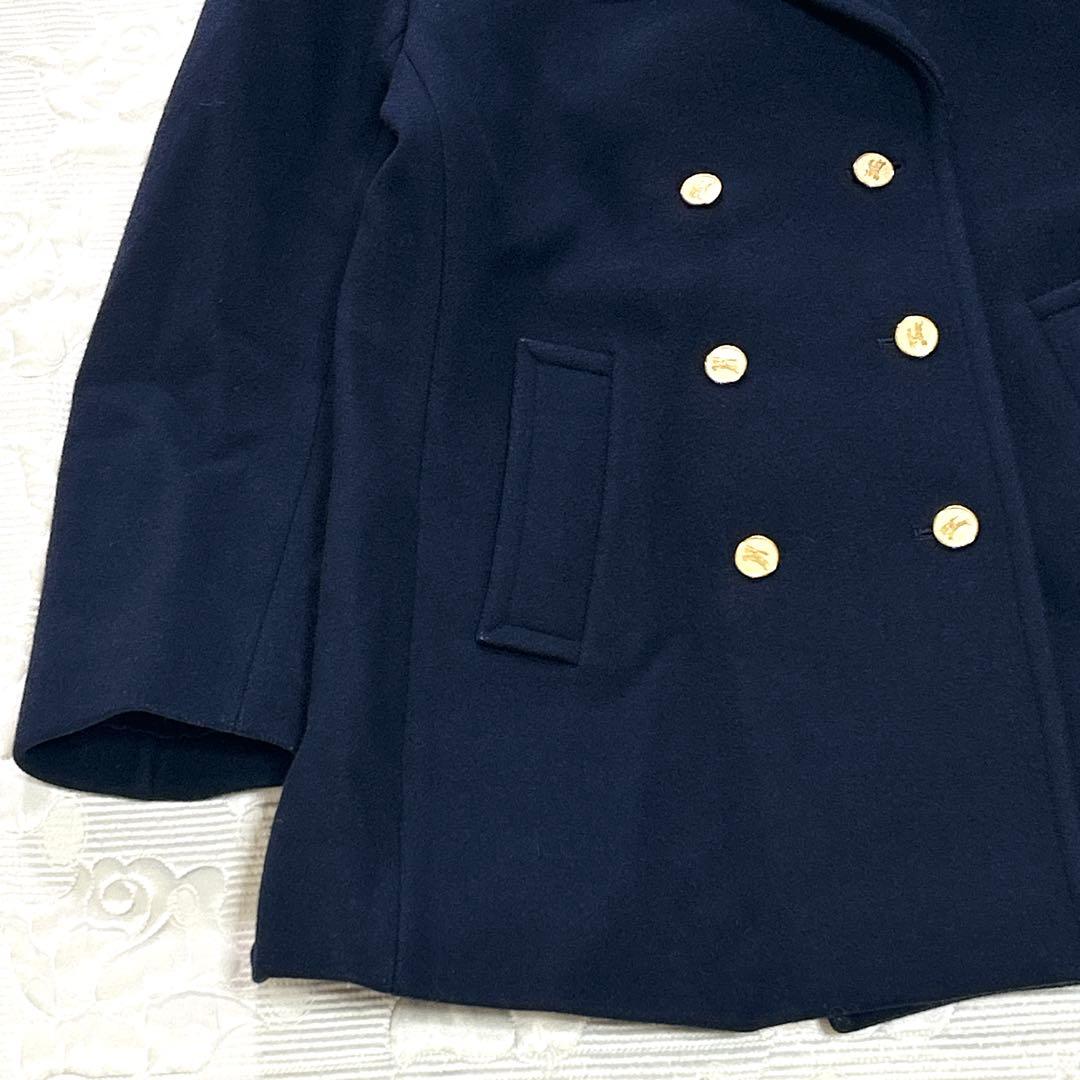 美品❤︎バーバリーズ 白タグ 金ボタン 紺 ピーコート ウール ダブルブレスト M
