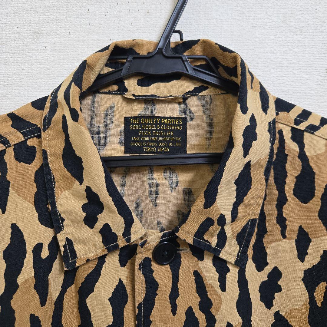 今だけ価格21FW美品WACKOMARIAレオパードアーミーシャツ刺繍Lサイズ