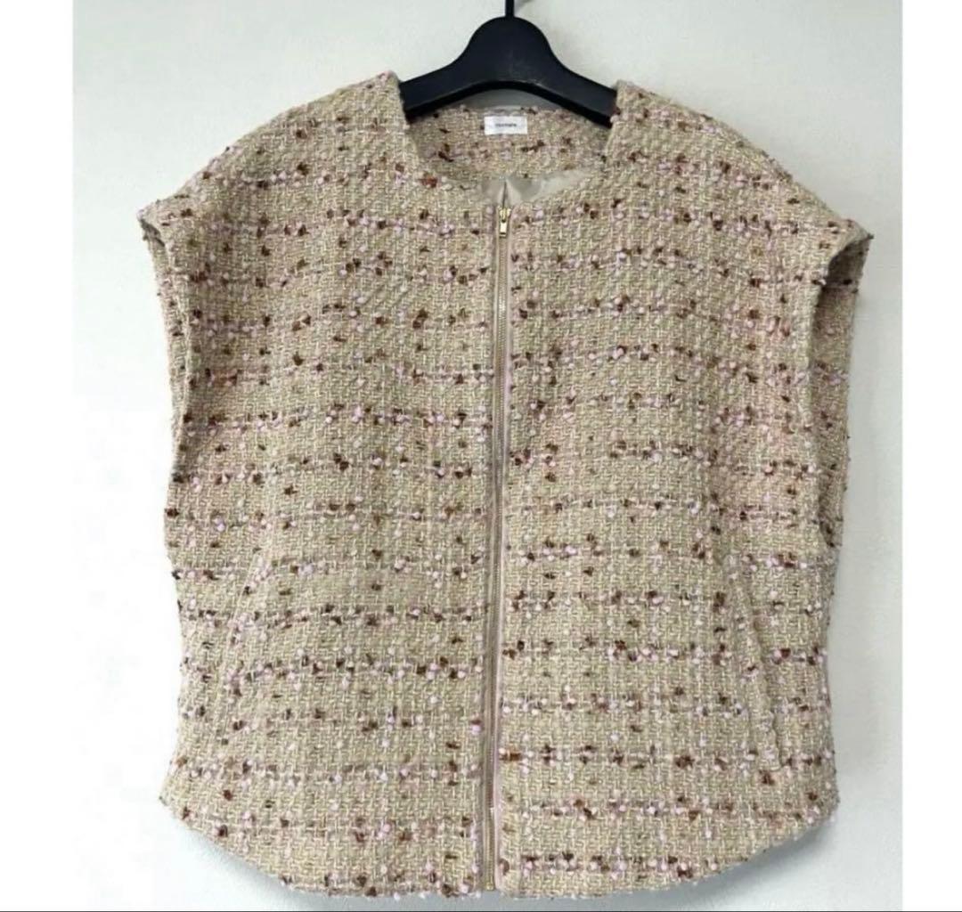 美品　cccmalie シーマリー ツイードジレ ベスト タック ベージュ