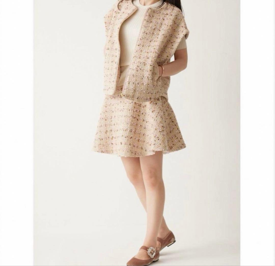 美品　cccmalie シーマリー ツイードジレ ベスト タック ベージュ