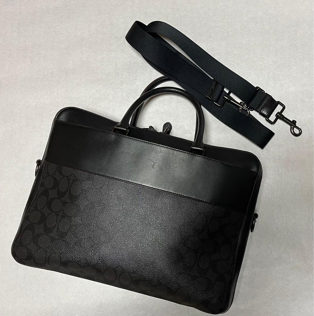 COACH コーチ　シグネイチャー　ビジネスバッグ　2way ブラック