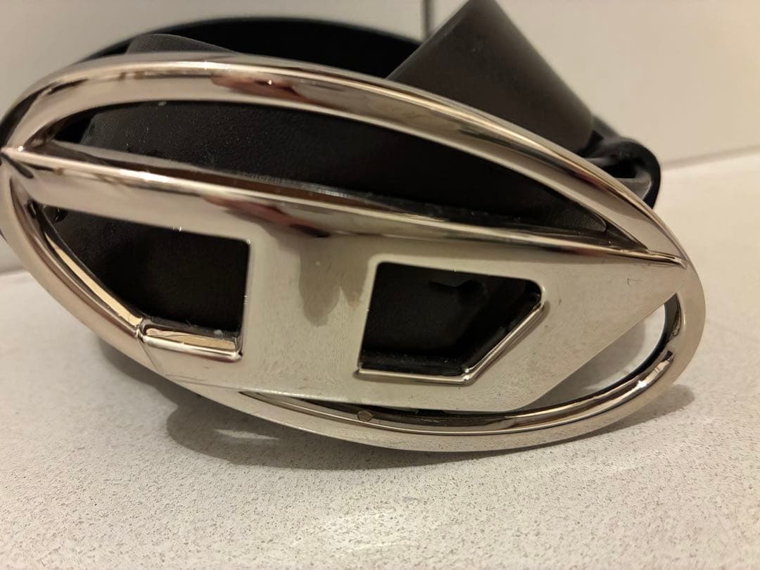 【人気】DIESEL ディーゼル ロゴバックル レザーベルト ブラック シルバー