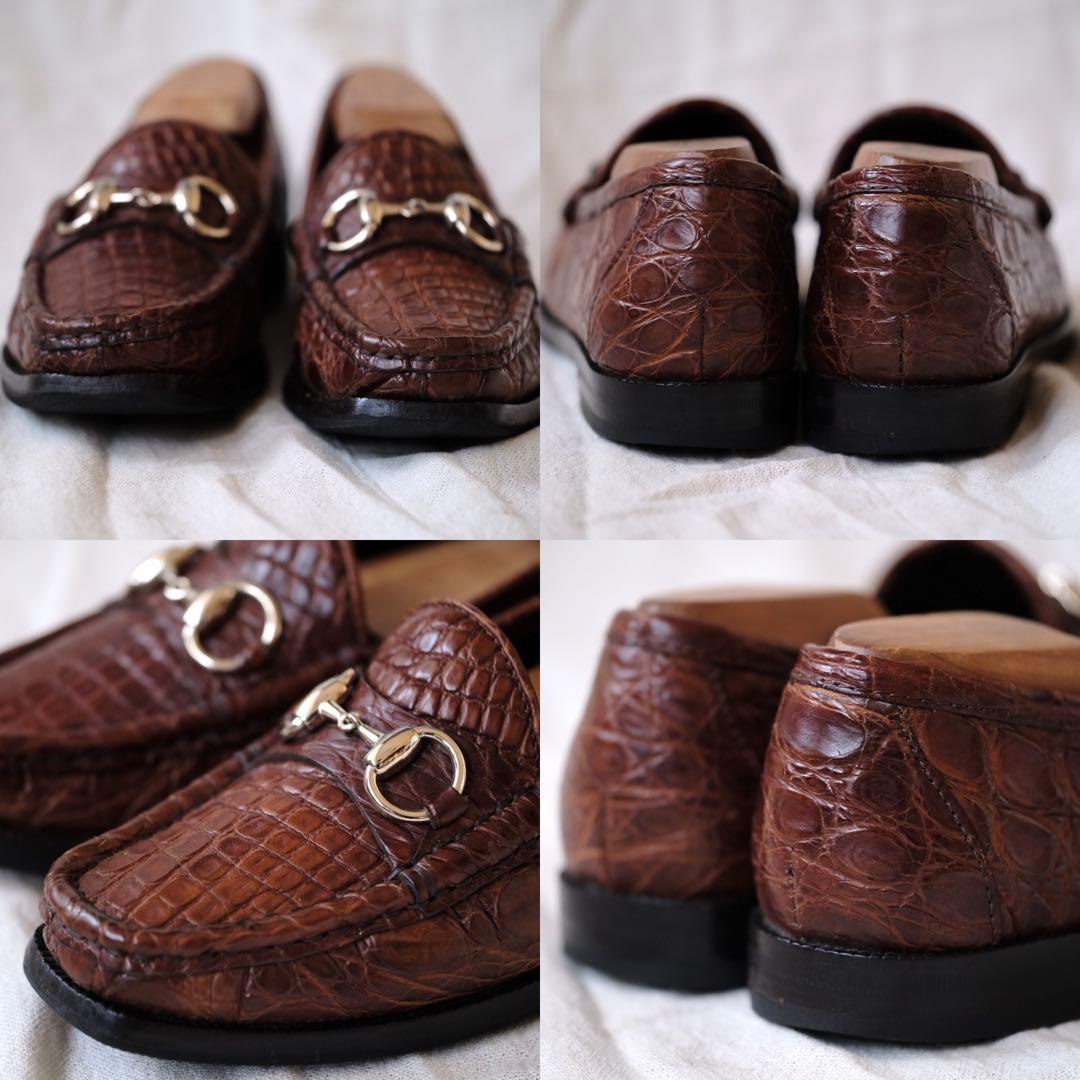 極希少美品GUCCIグッチ クロコダイルビットローファー茶35