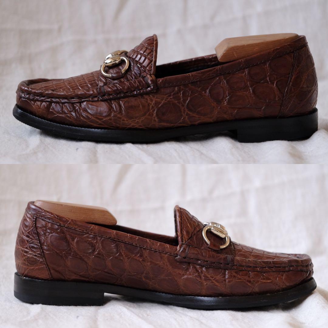 極希少美品GUCCIグッチ クロコダイルビットローファー茶35