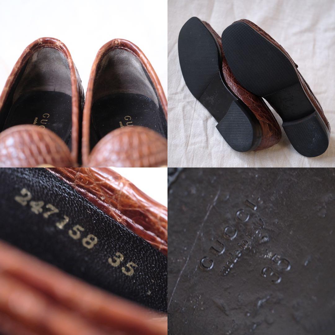 極希少美品GUCCIグッチ クロコダイルビットローファー茶35