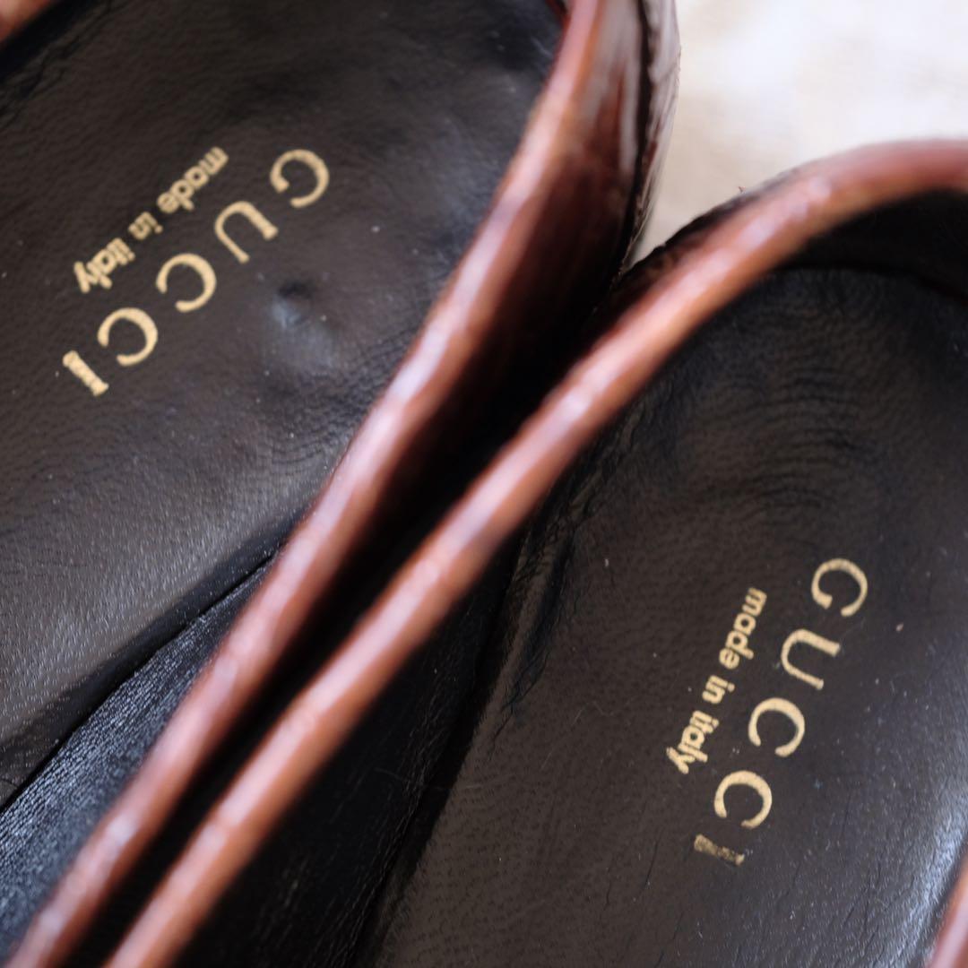 極希少美品GUCCIグッチ クロコダイルビットローファー茶35