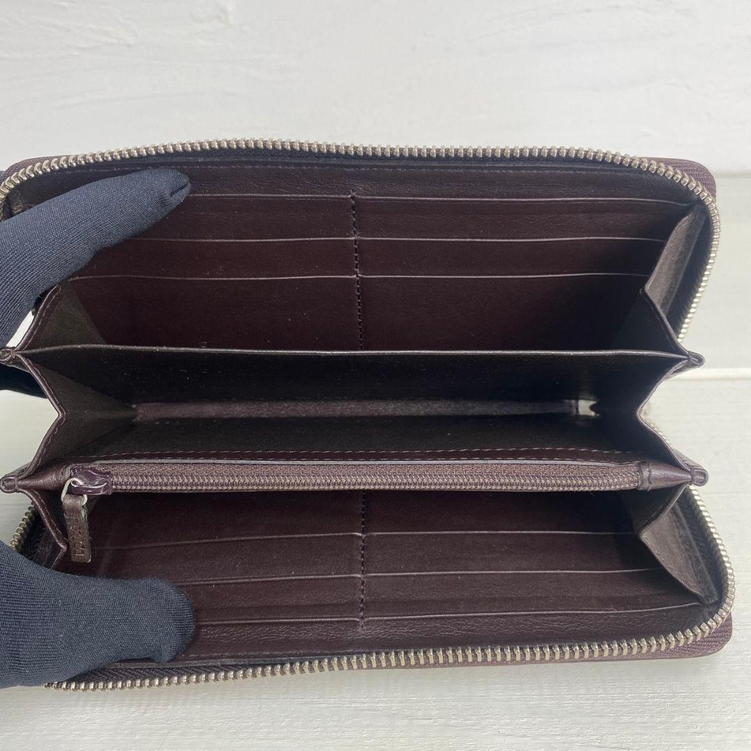 GUCCI ダークブラウン グッチシマ　ラウンドファスナー　長財布