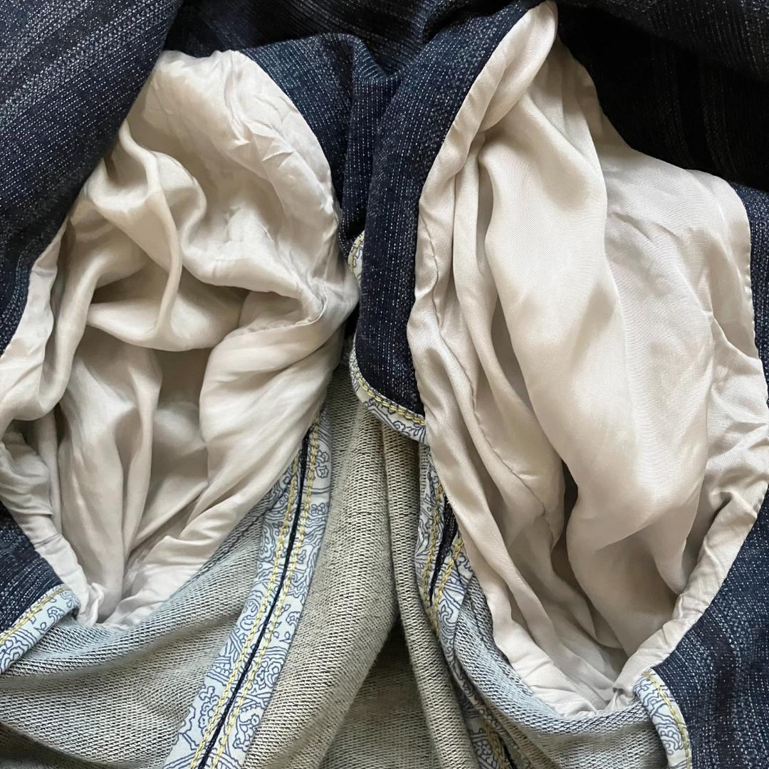 CIRCOLO1901 紺ブレ テーラードジャケット 金ボタン デニム調 伸縮