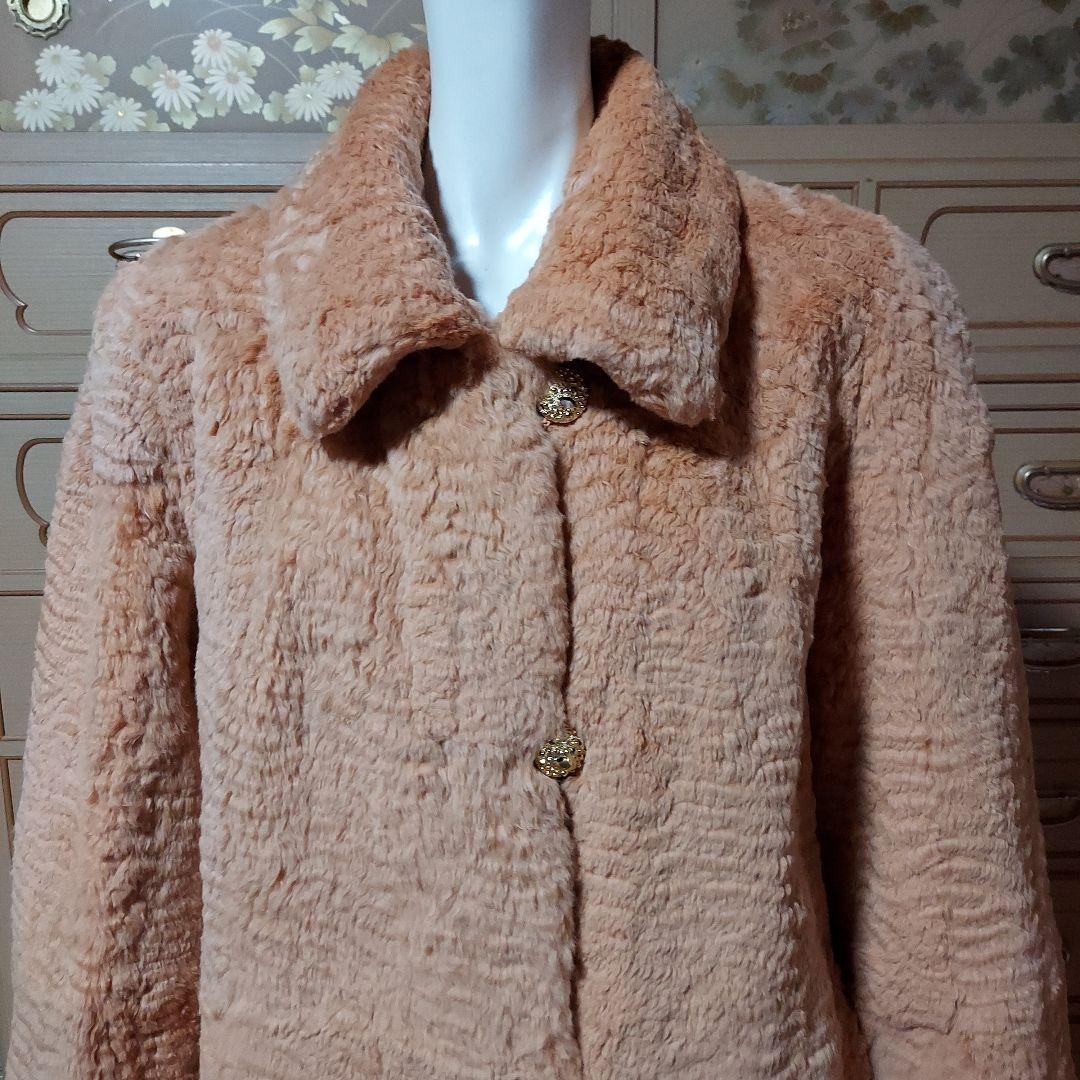 リアル シェアードファーWフェイスリバーシブルハーフコート希少オレンジ色