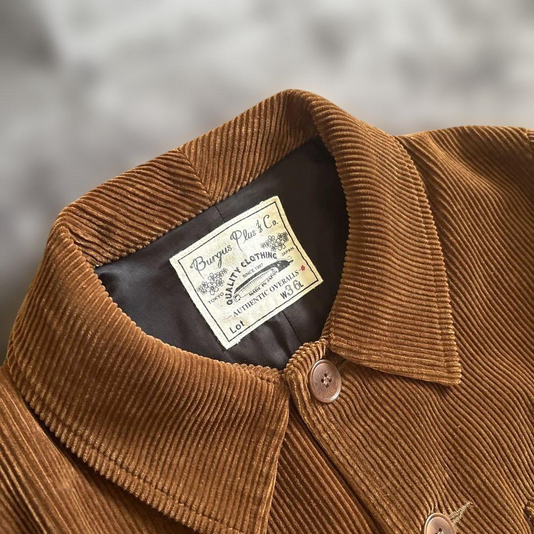 極美品！バーガスプラス）　ワイドウェルコーデュロイ 3ボタン ハンティングコート