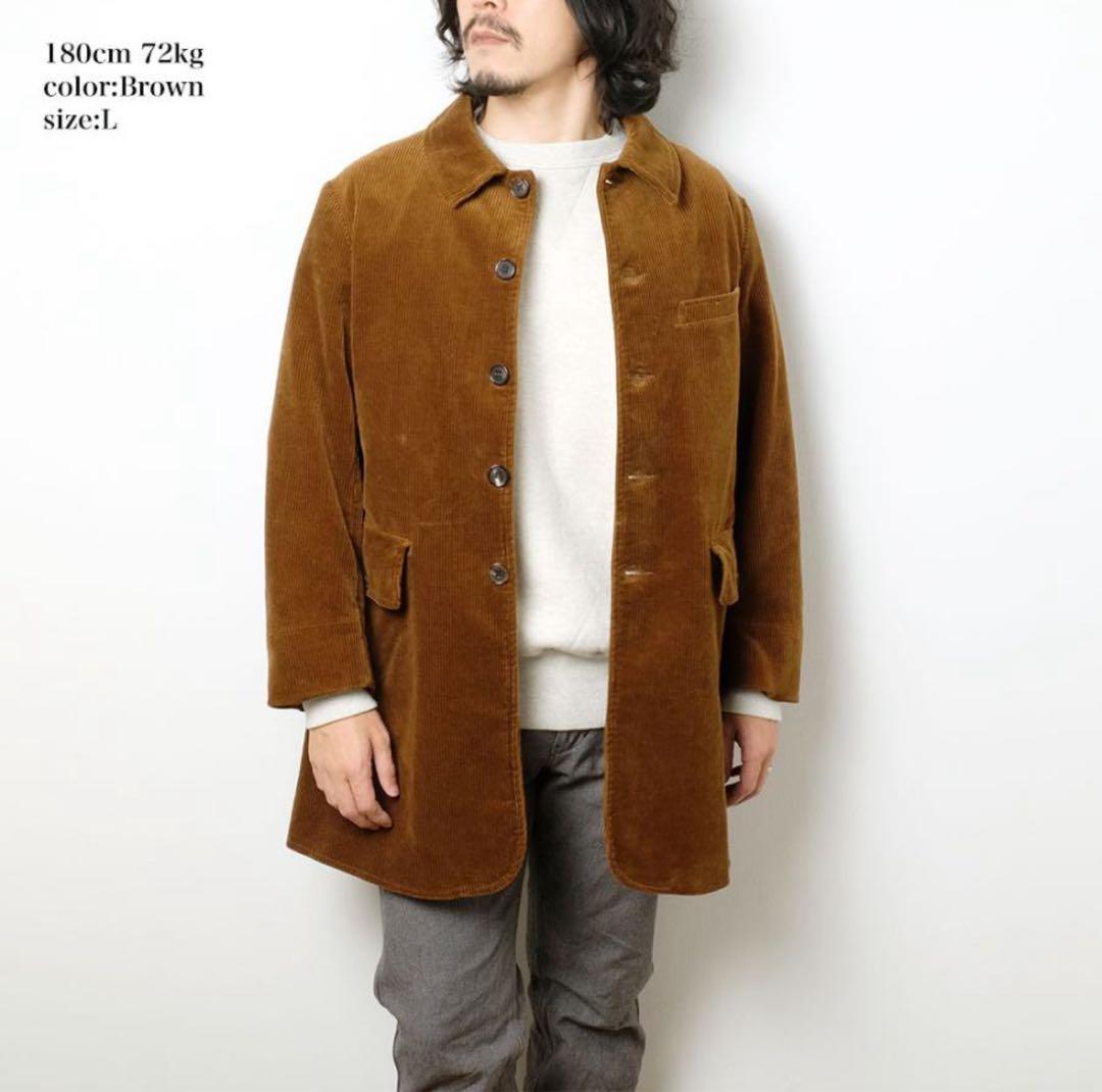 極美品！バーガスプラス）　ワイドウェルコーデュロイ 3ボタン ハンティングコート