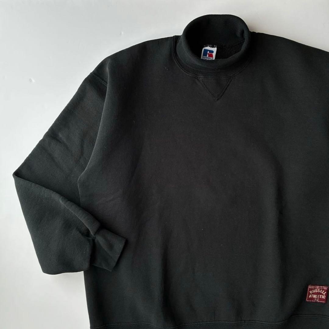 90s USA製 ラッセル アスレティックブラック タートルネック スウェット