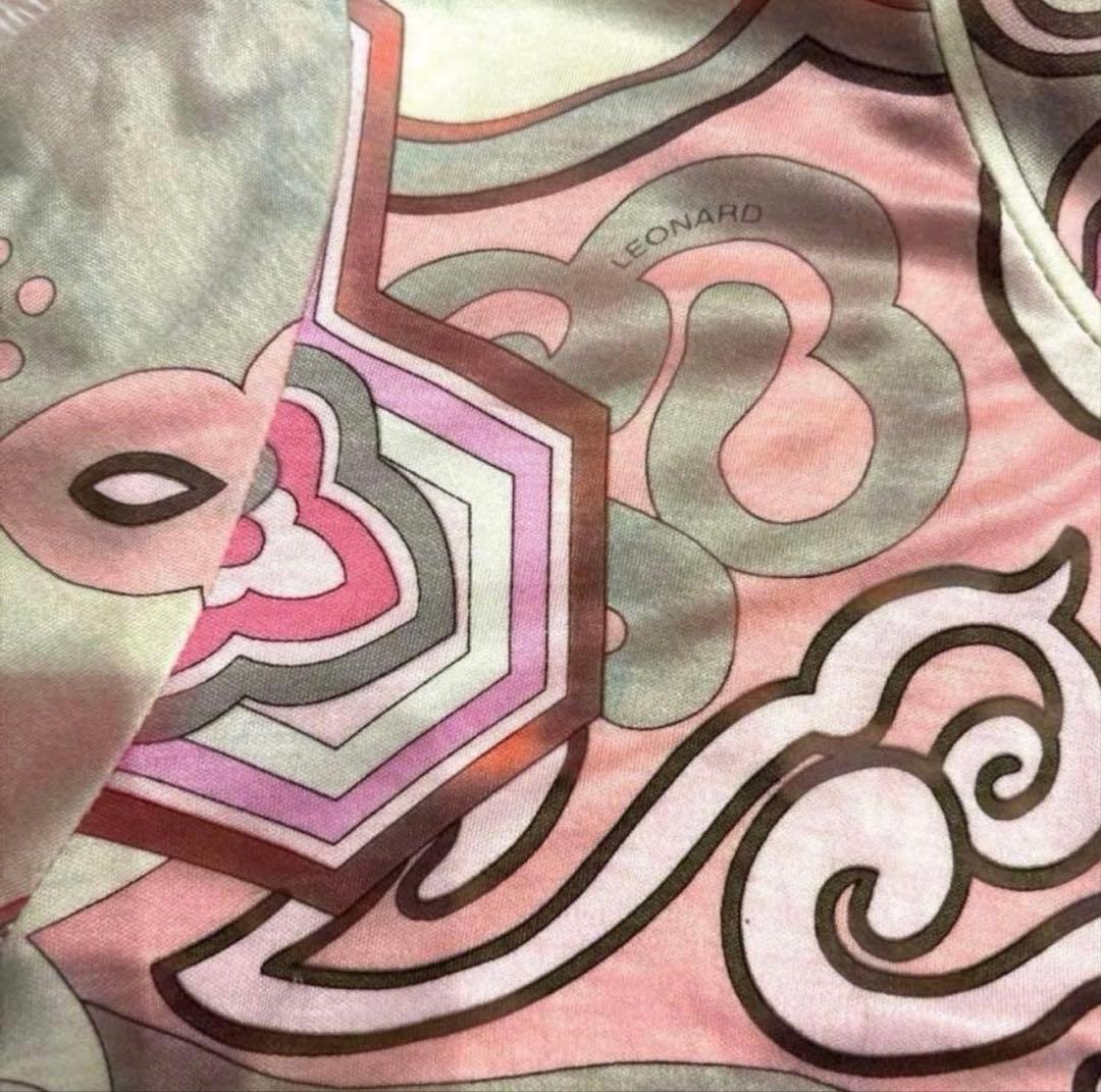 LEONARD レオナール　長袖 花柄ピンク系 カーディガン サイズL