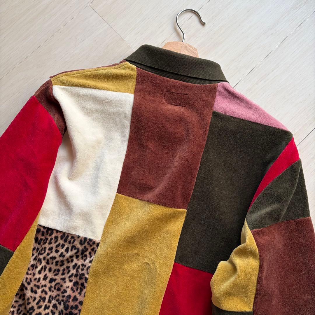 希少Mサイズ supreme patchwork velour L/S POLO