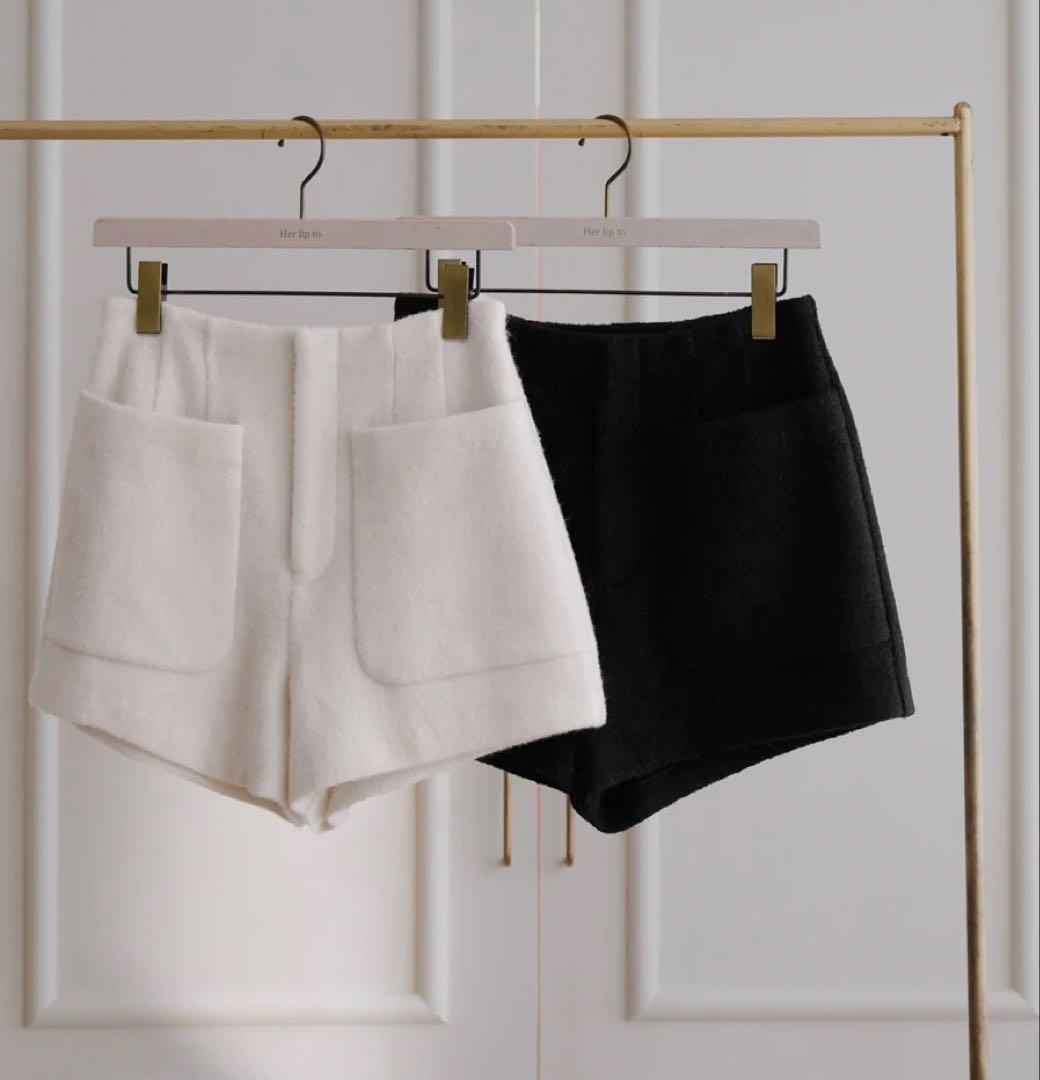 herlipto Twinkle Wool Boucle Shorts ブラック