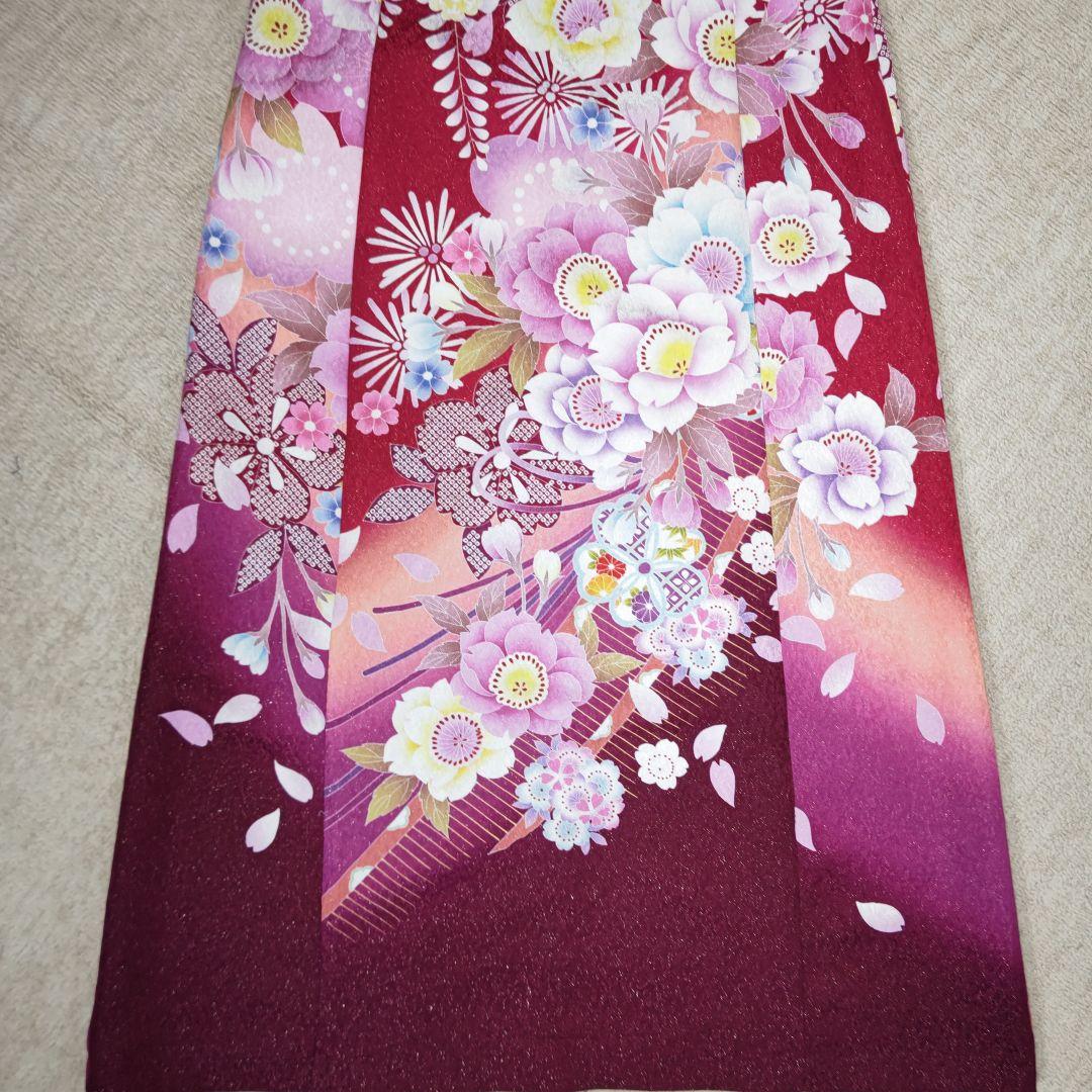 zunezune 振袖ドレス ノースリーブ 着物リメイク 赤