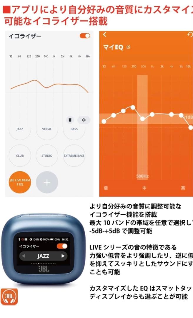 JBL LIVE BEAM 3 ワイヤレスイヤフォン　ブルー新品未使用　匿名発送