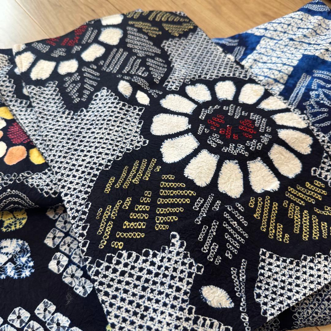 Ｆ　格安 リメイク用　素材　 まとめ売り　着物　和服　5点　本染　浴衣　有松絞り