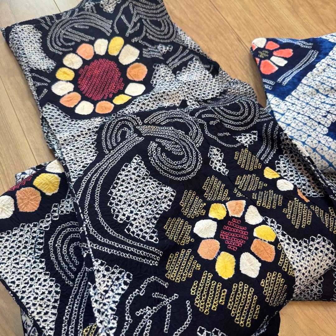 Ｆ　格安 リメイク用　素材　 まとめ売り　着物　和服　5点　本染　浴衣　有松絞り
