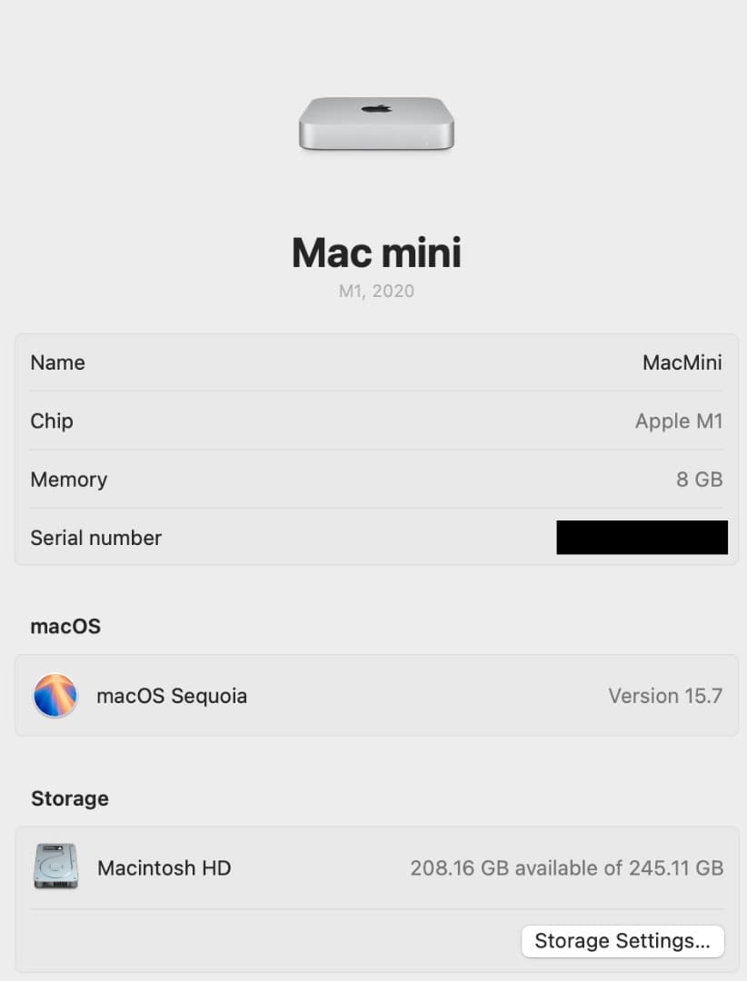 Mac mini M1 8GB/256GB 2020年モデル