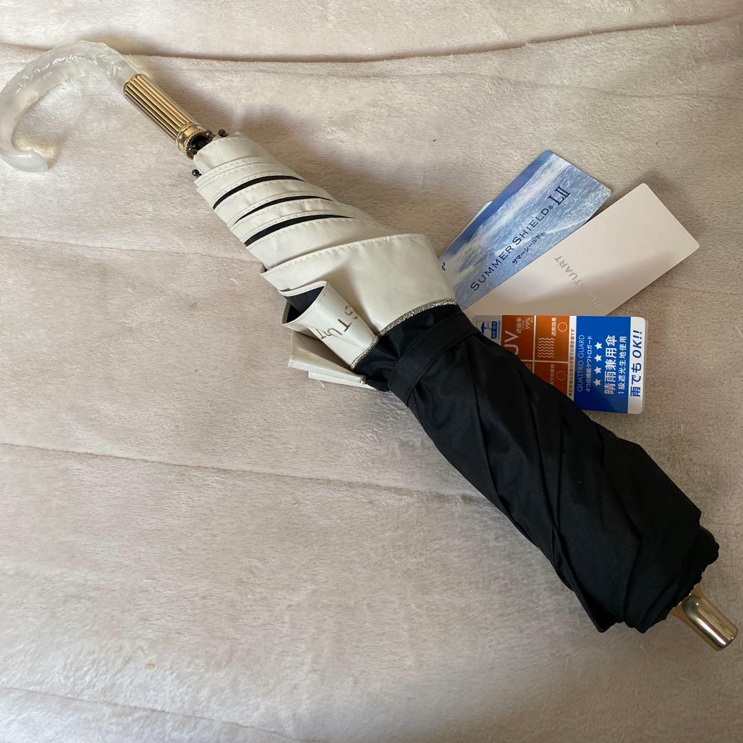 新品JILL STUART 折りたたみ日傘 ブラック/ホワイト　ジルスチュアート