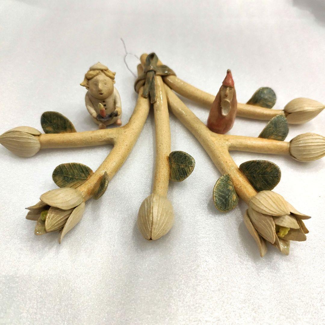 人気作家★大野素子★花束　壁掛け　ウォールインテリア　陶人形 信楽焼