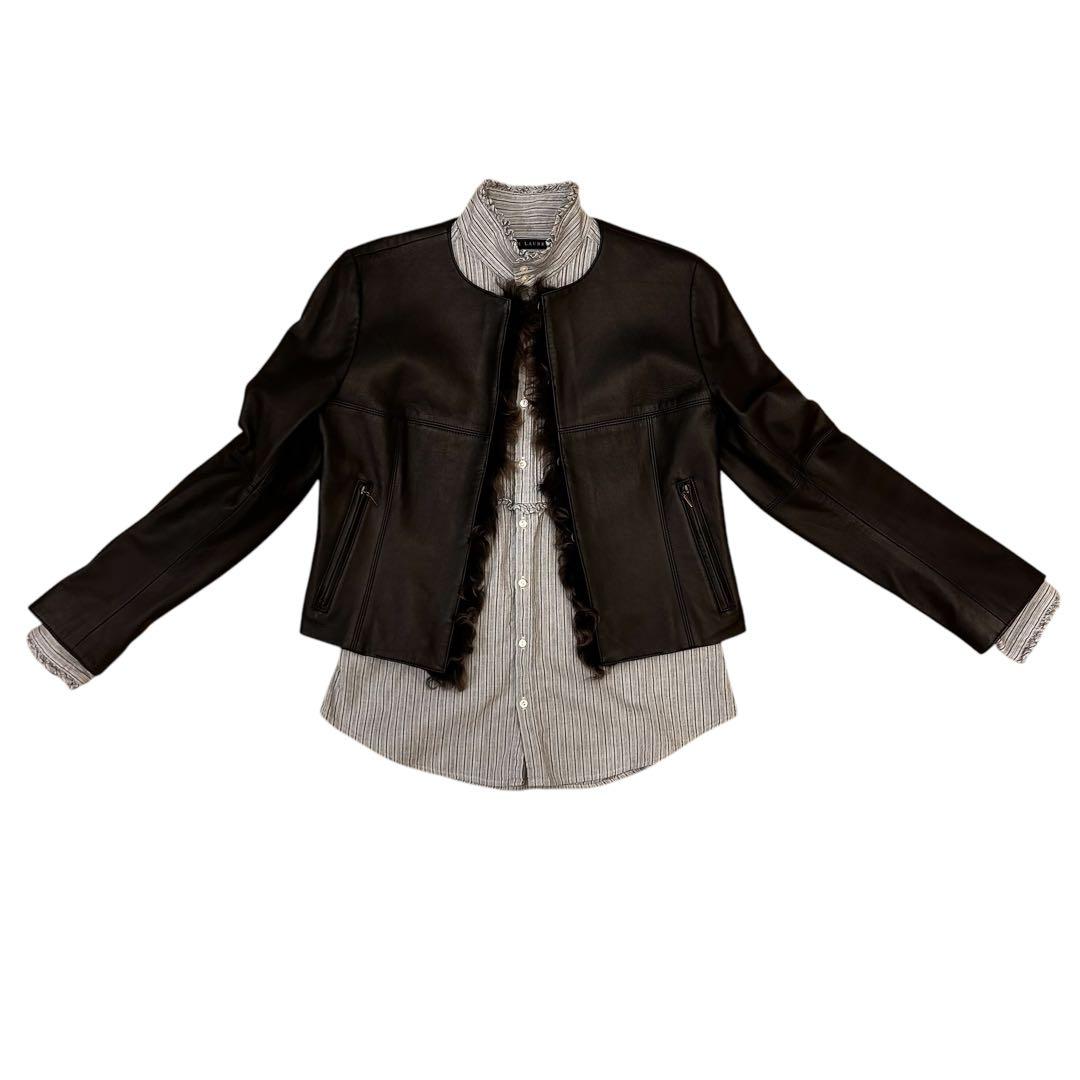 ★未使用★ EPOCA エポカ シングルレザージャケット ラムレザー ラムファー