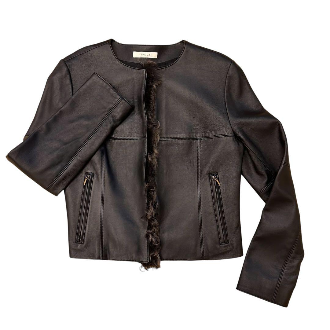 ★未使用★ EPOCA エポカ シングルレザージャケット ラムレザー ラムファー