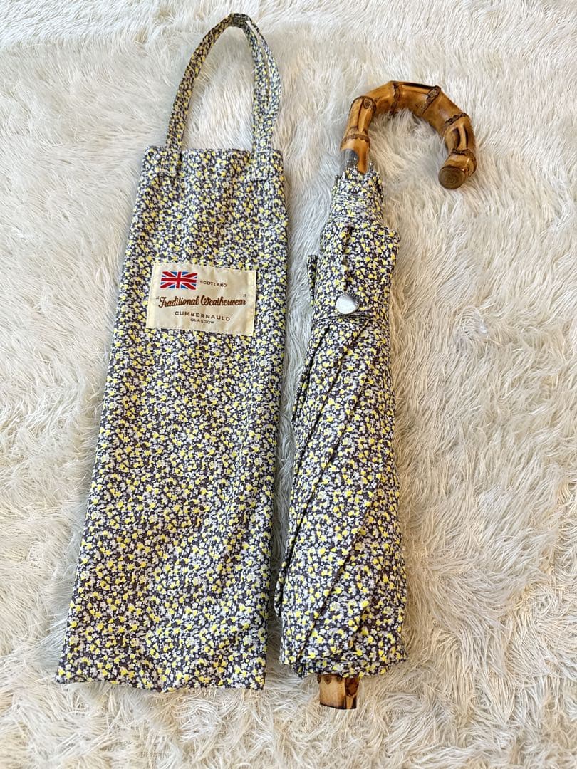 美品 トラディショナルウェザーウェア ー 折りたたみ傘 リバティ イエロー