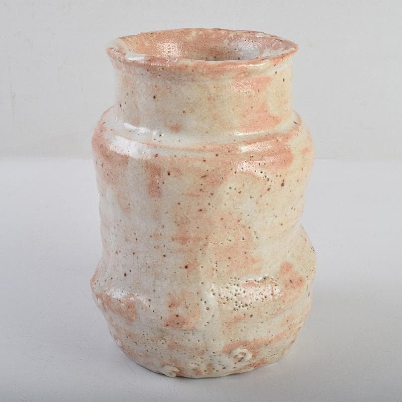 瀬戸焼　加藤重高作　志野花生　共箱　C　R9115