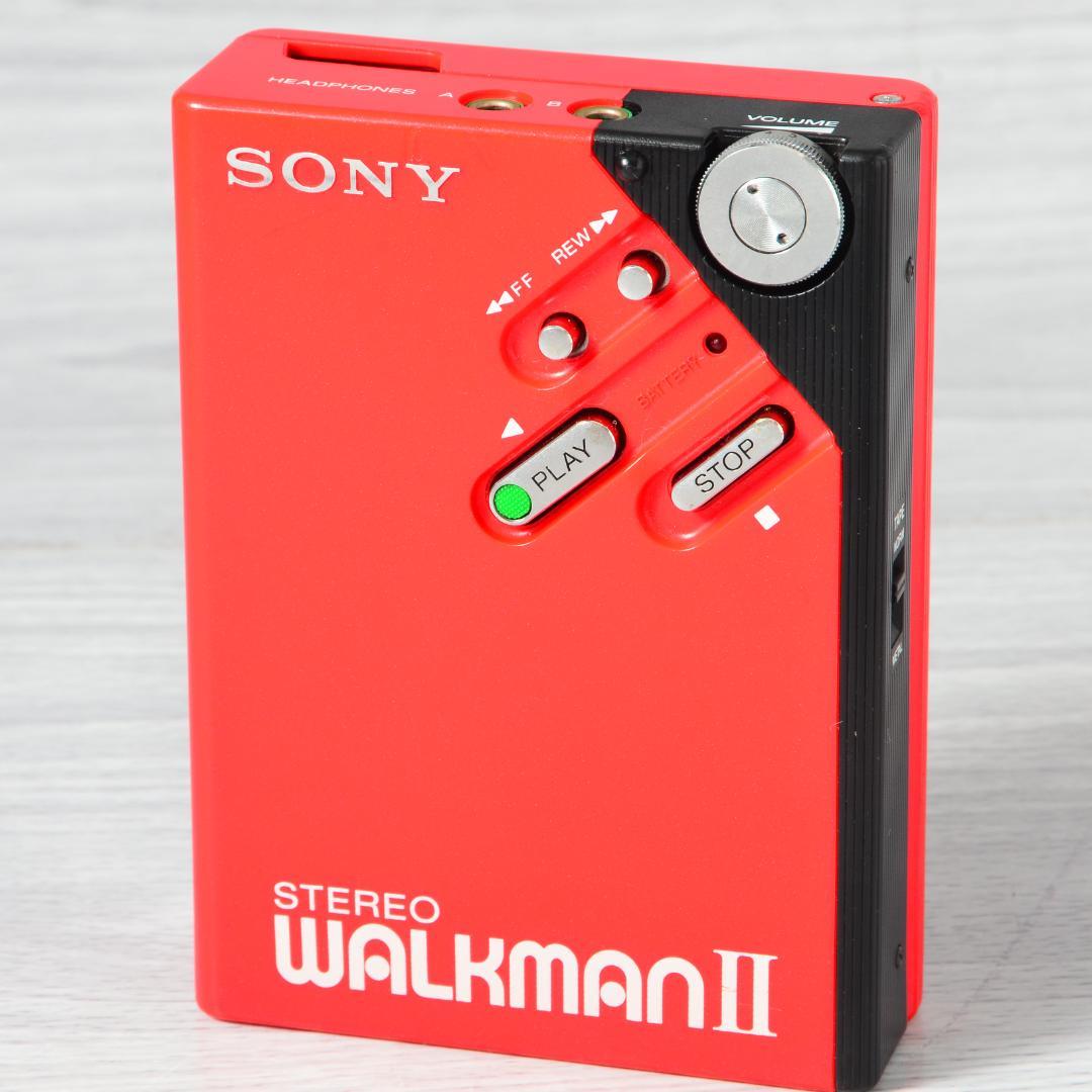 SONY WALKMAN WM-2 カセットウォークマン レッド 電池ボックス等