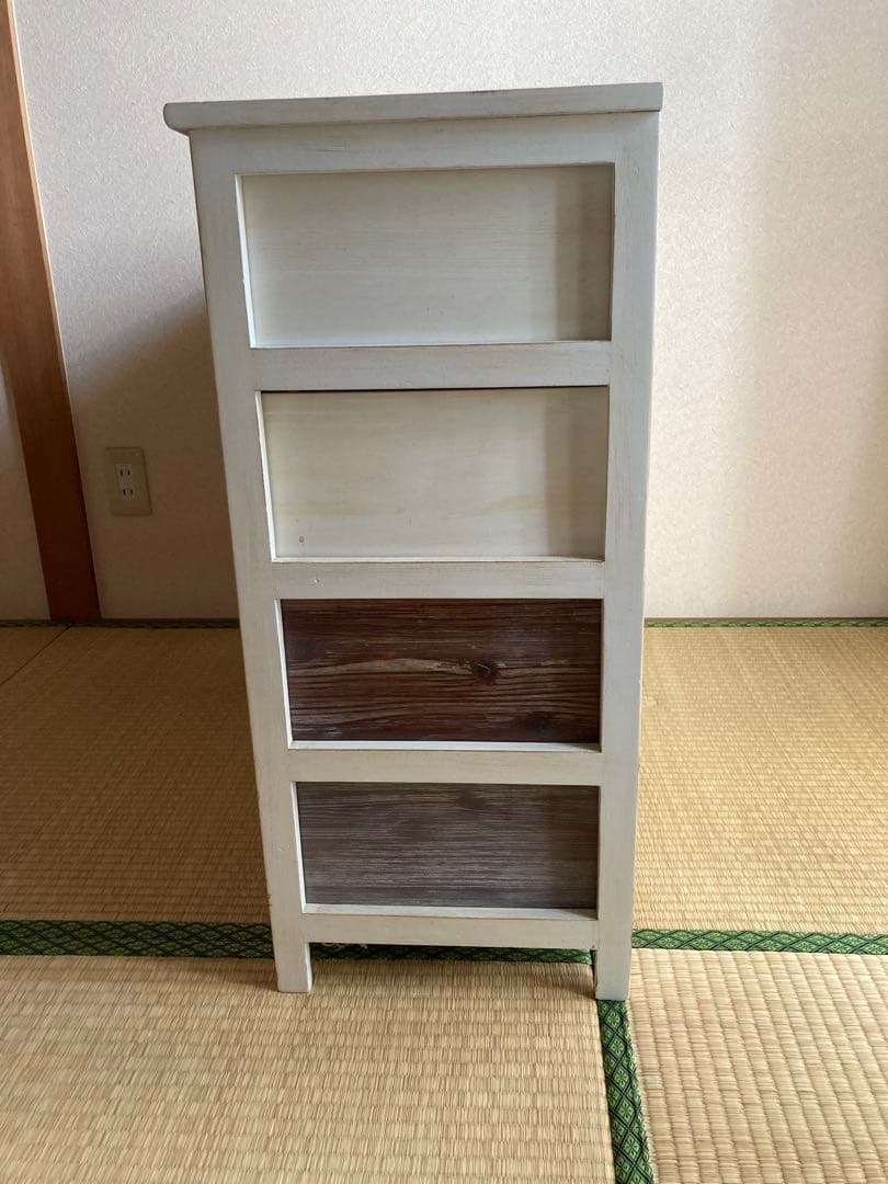 アンティーク調木製チェスト 引き出し ホワイト/ブラウン