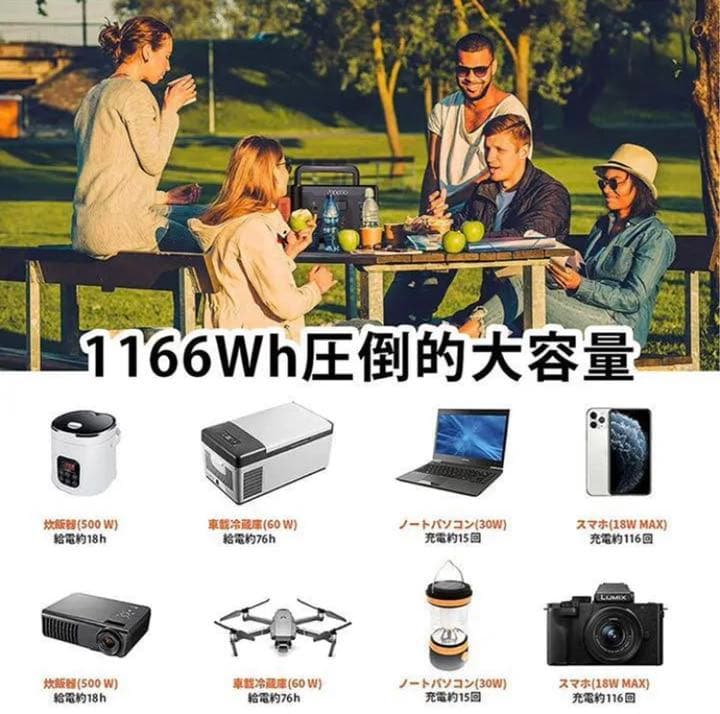 ポータブル電源 大容量 1166Wh /324000mAh キャンプ