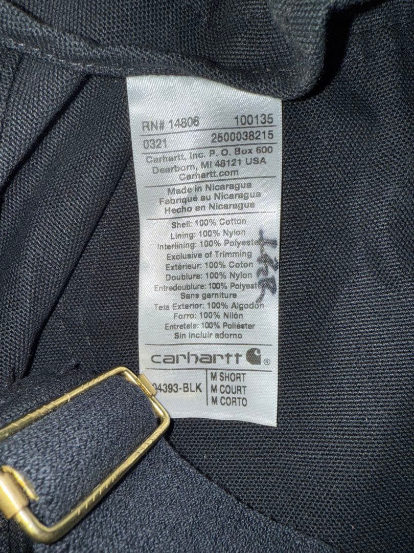 USカーハート ダブルニー オーバーオール キルティング ブラック