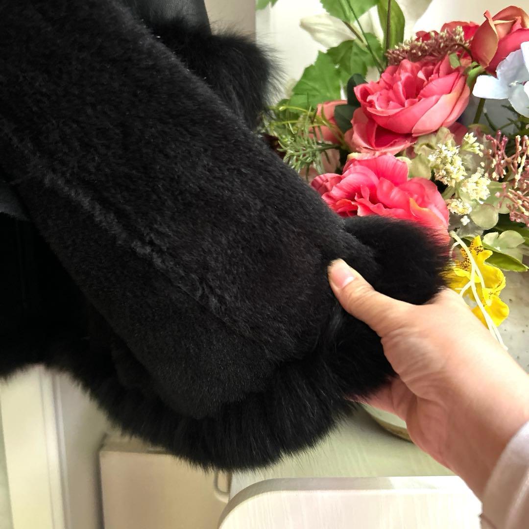 美品　SOV. 羊革ダブルフェイン本物リアルムートンコート　暖かいダッフルコート