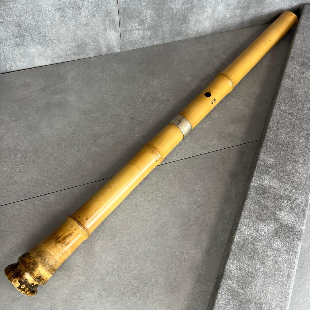 人気　尺八　琴古流　バチ型　銘あり　竹治　1印　2尺3寸　5孔　和楽器　真竹　漆