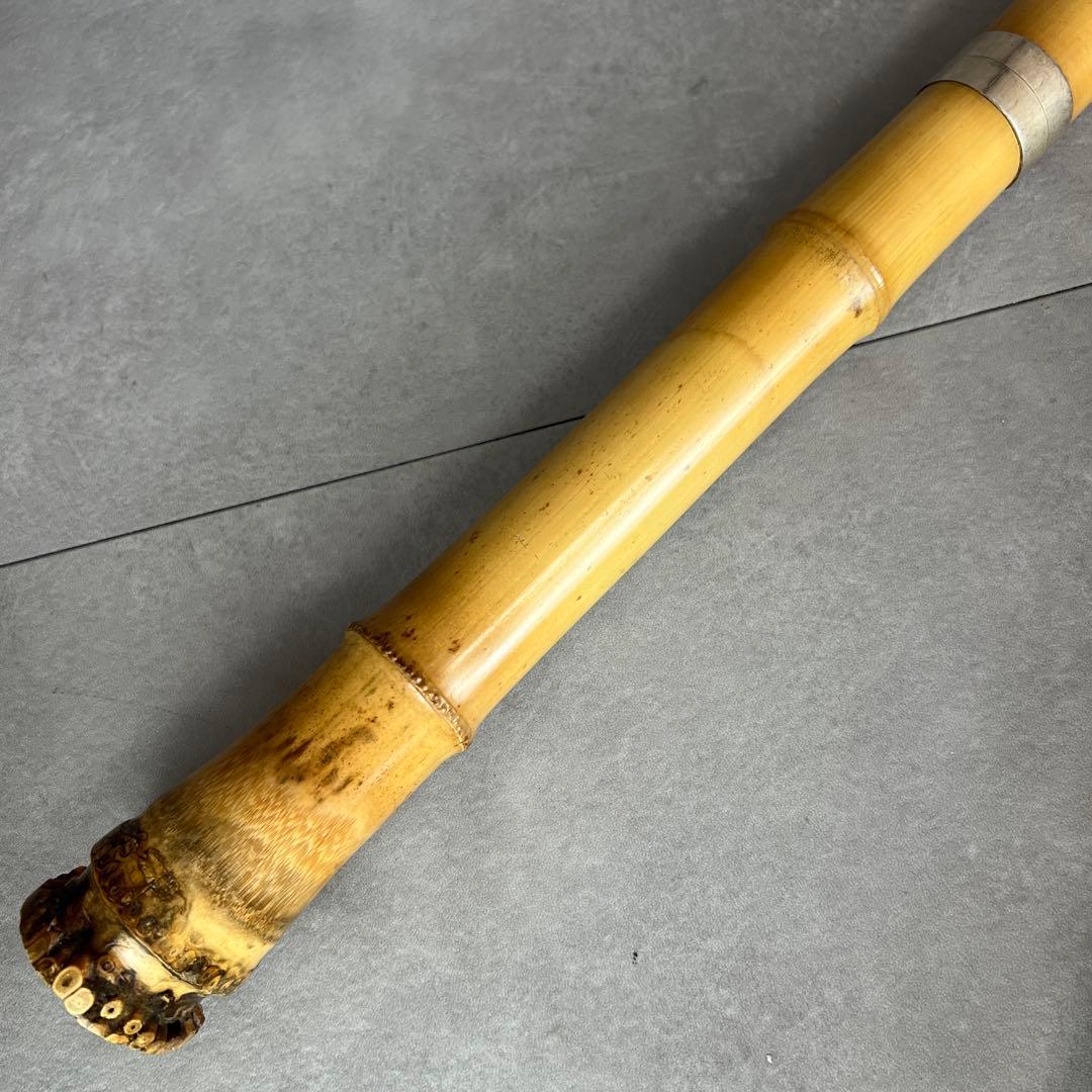 人気　尺八　琴古流　バチ型　銘あり　竹治　1印　2尺3寸　5孔　和楽器　真竹　漆