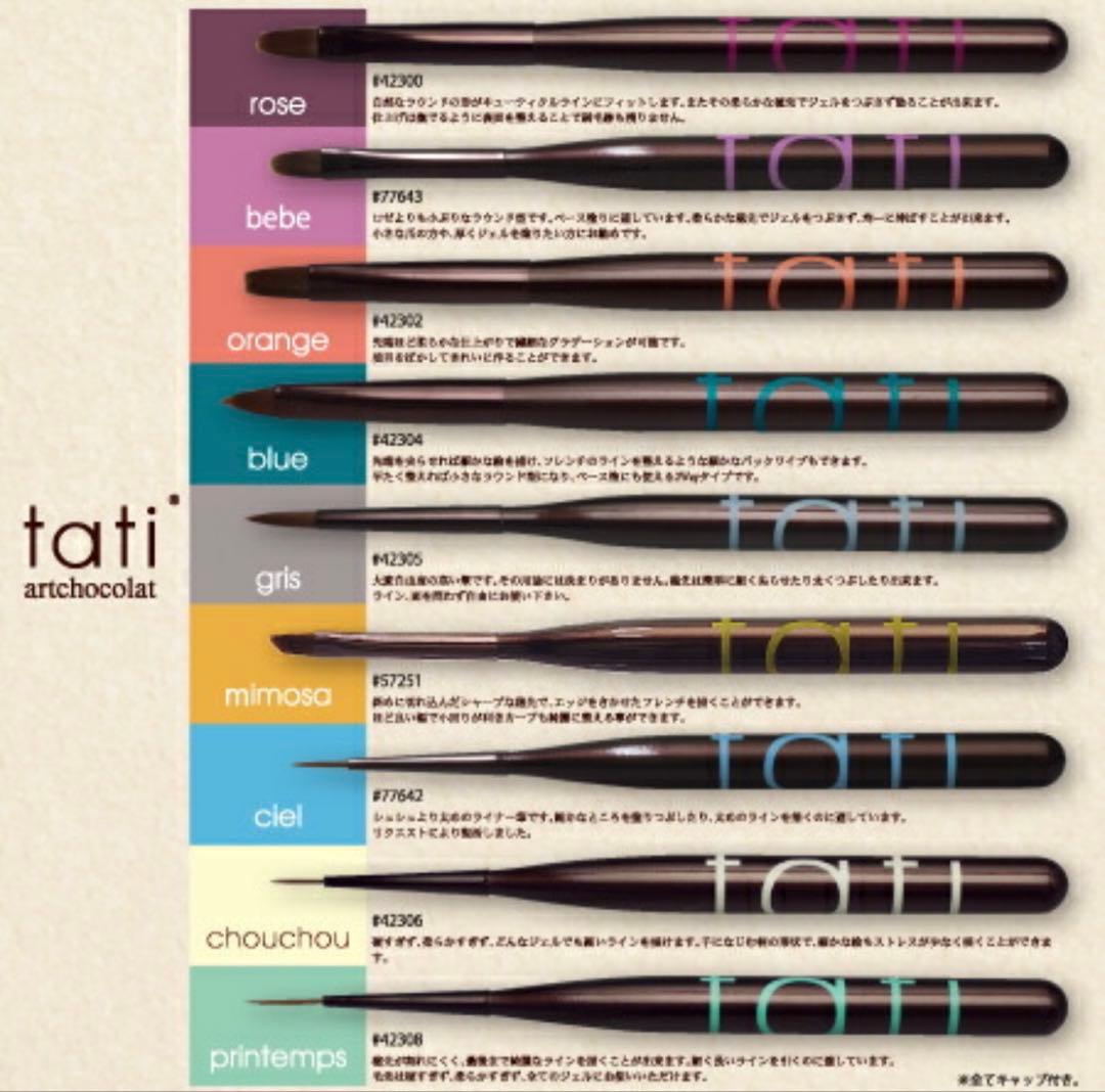 【美品】tati 筆 9本セット ジェルネイル ブラシセット