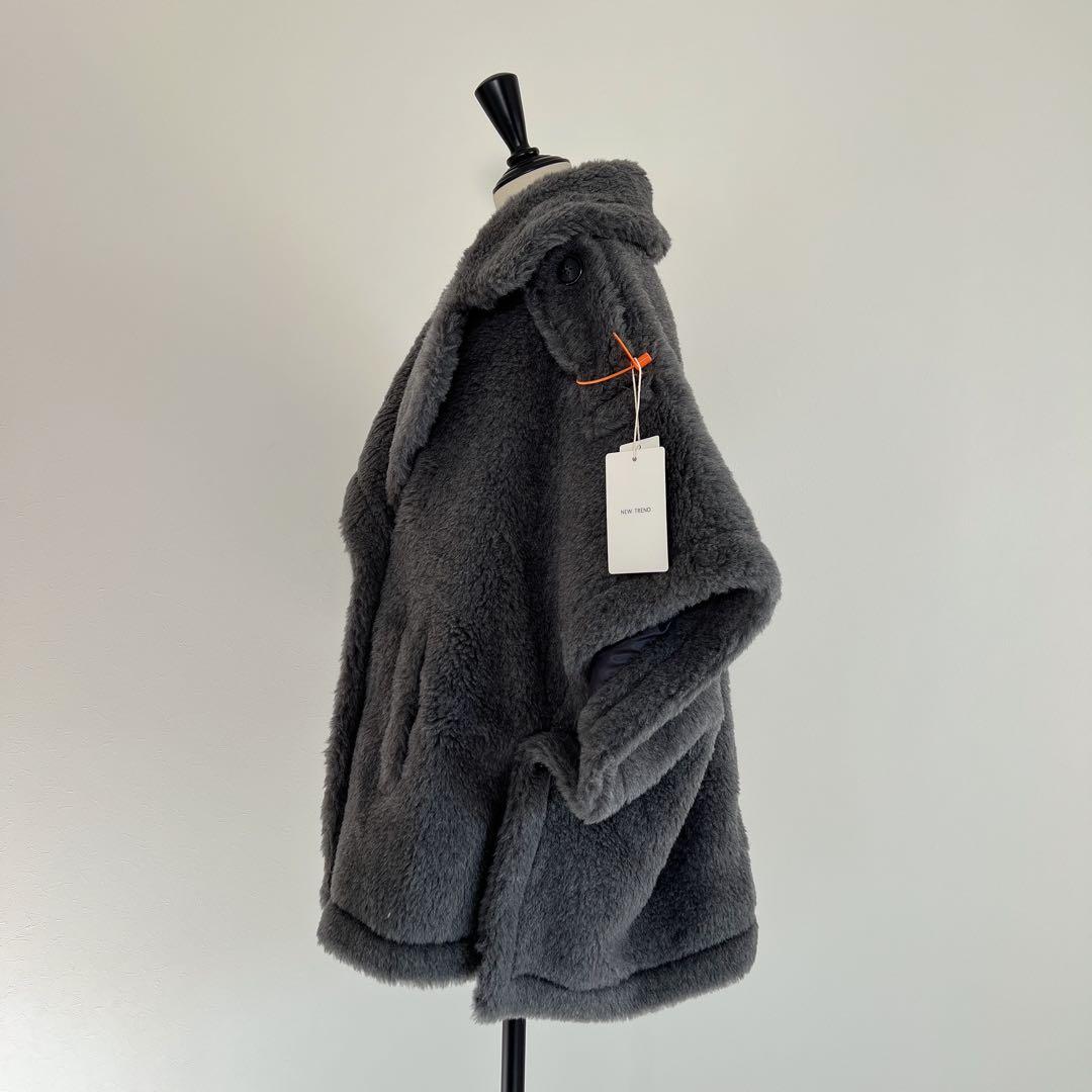 新品未使用 ベアテーラードポンチョアルパカ素材 グレー テディベア ケープ