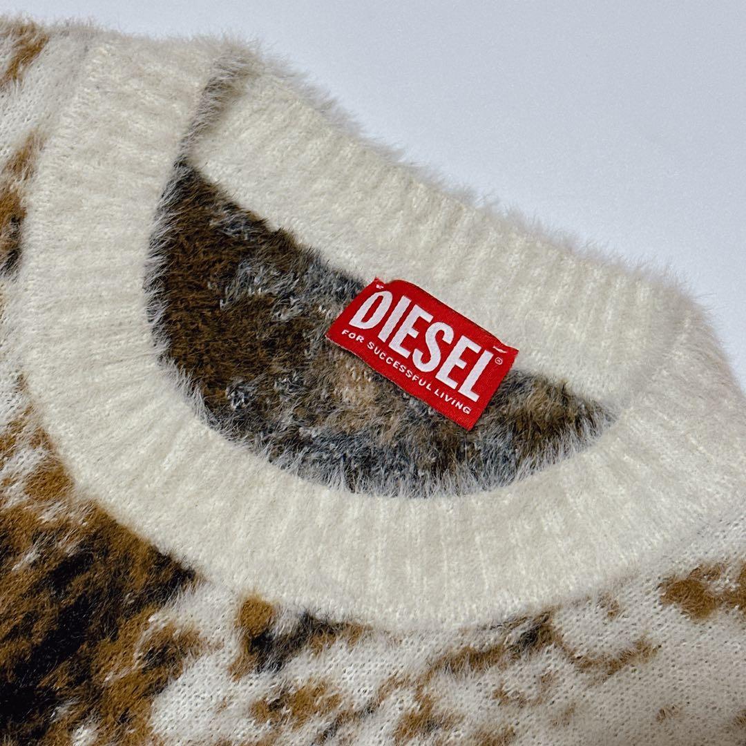 DIESEL ディーゼル 総柄 レオパード ニット クルーネック メンズ XL