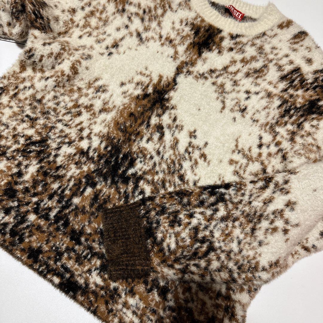 DIESEL ディーゼル 総柄 レオパード ニット クルーネック メンズ XL