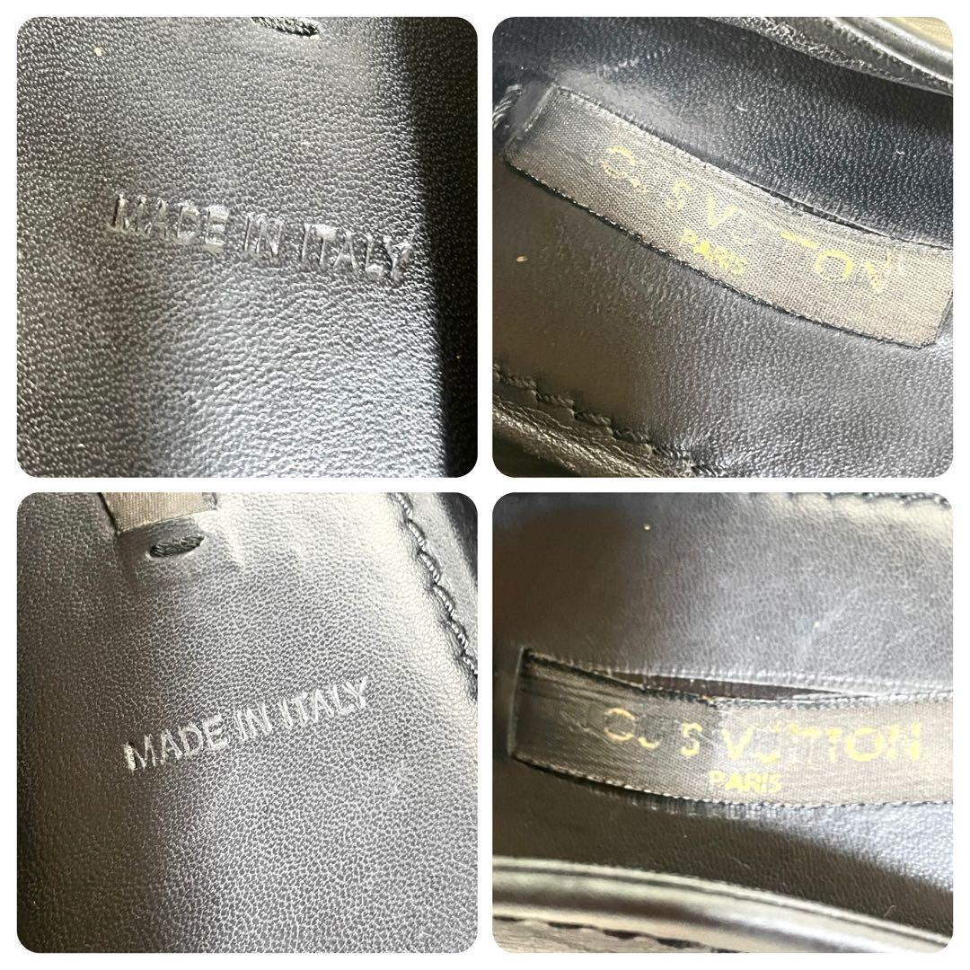 ルイヴィトン　パンプス　LVロゴ　ゴールド　レザー　ブラック　黒