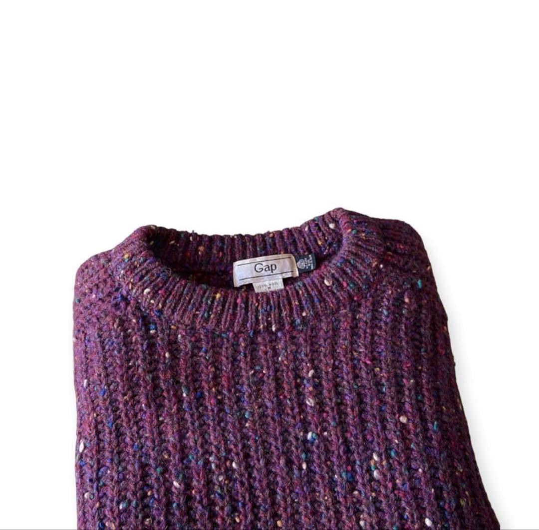 90s OLD GAP ネップ ミックス リブ編み ウール ニット セーター